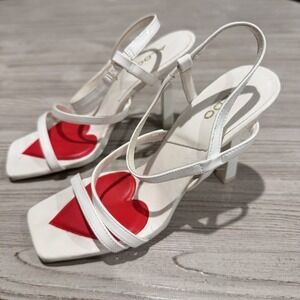 ALDO Quirky Cupid Red Heart White CUPIDA Strappy Sandals High Heels US 7 RARE